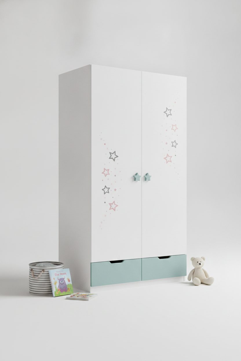 Armoire 2 portes 2 tiroirs Étoiles