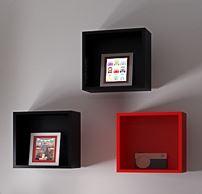 Box étagère Cubes noir rouge — Matière