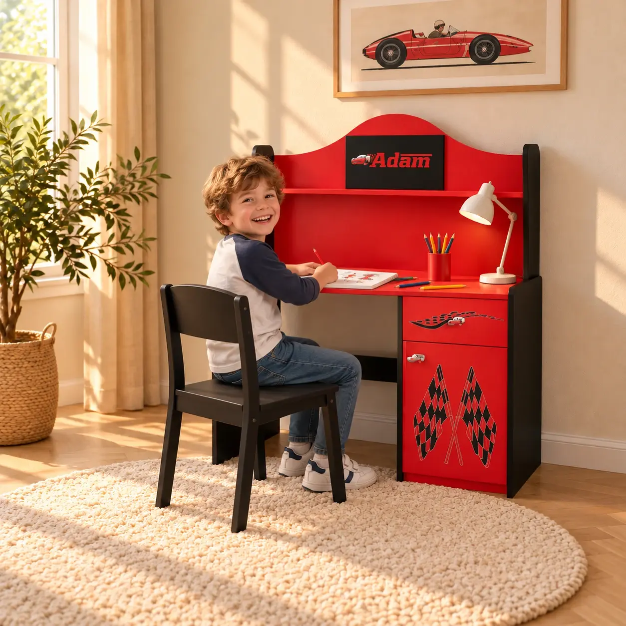 Bureau avec dessus racing — En situation