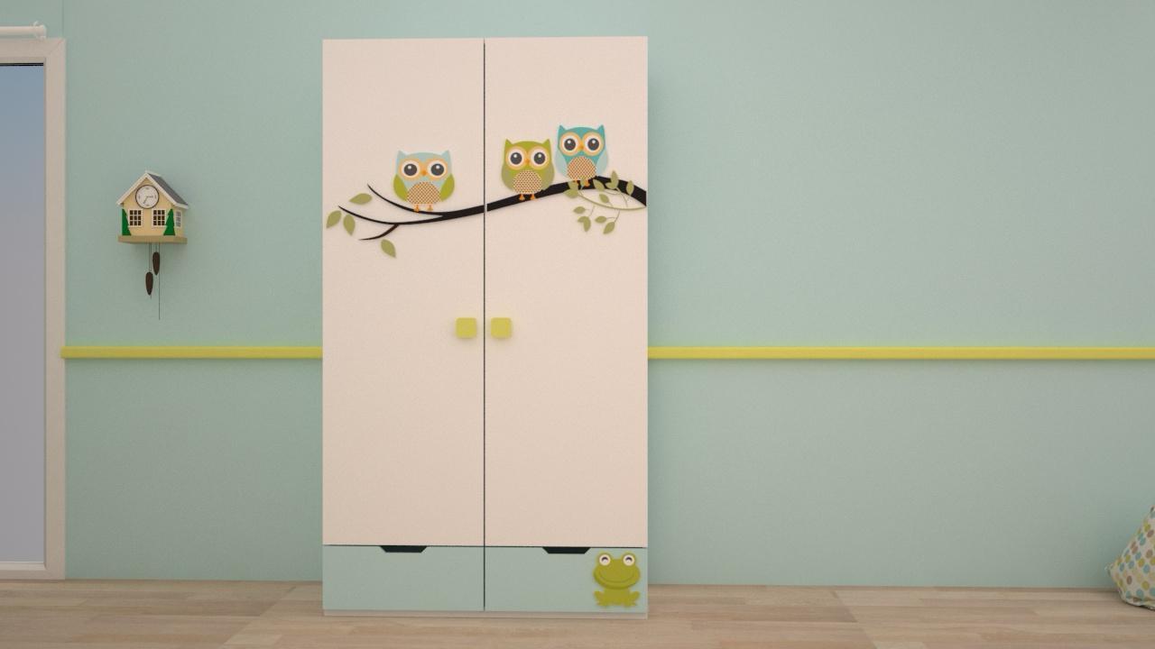 Armoire 2 portes 2 tiroirs Hiboux — المواد