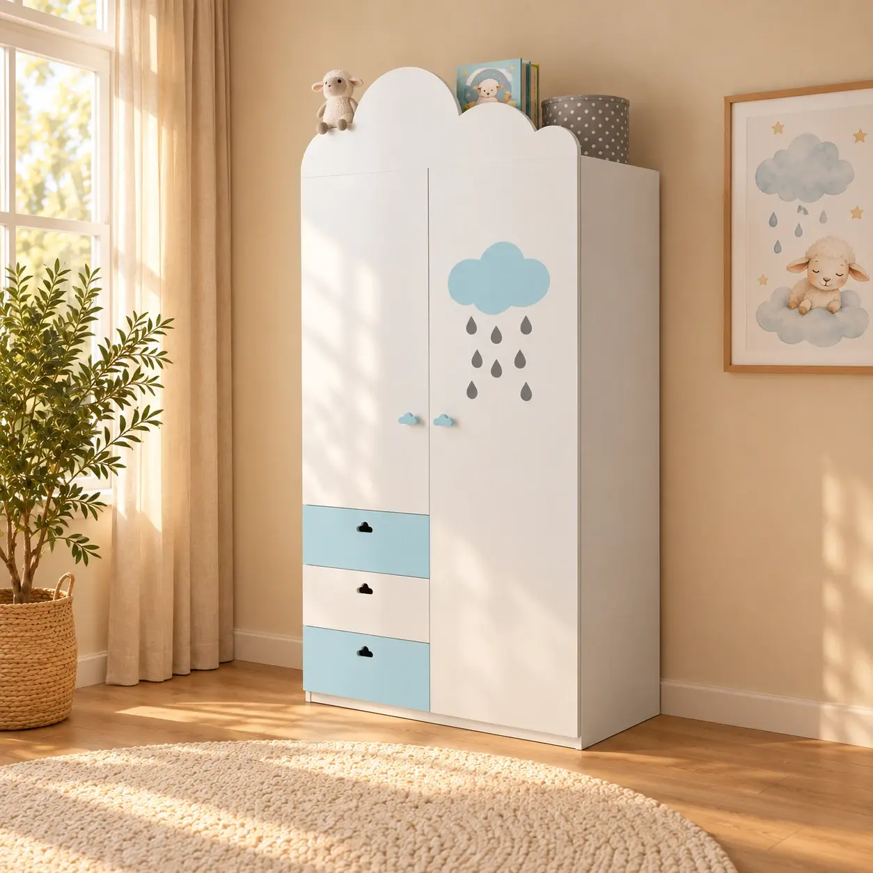 Armoire 2 portes 3 tiroirs Nuage