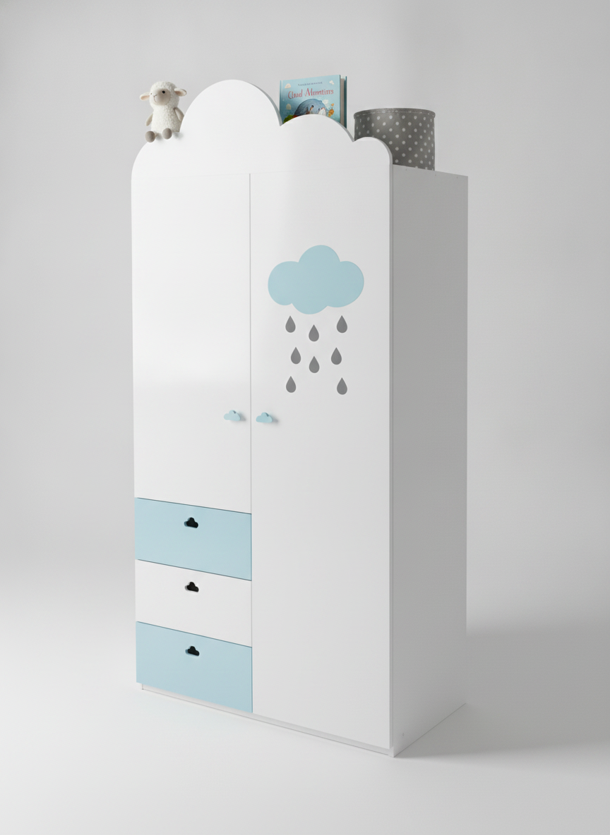 Armoire 2 portes 3 tiroirs Nuage